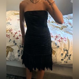 Flapper fun and flirty black strapless dress! Worn once and so flattering!